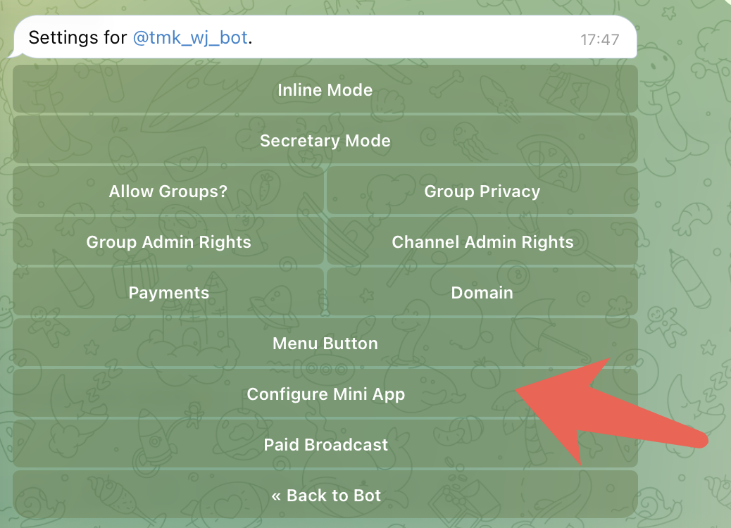 点击 Configure Mini App